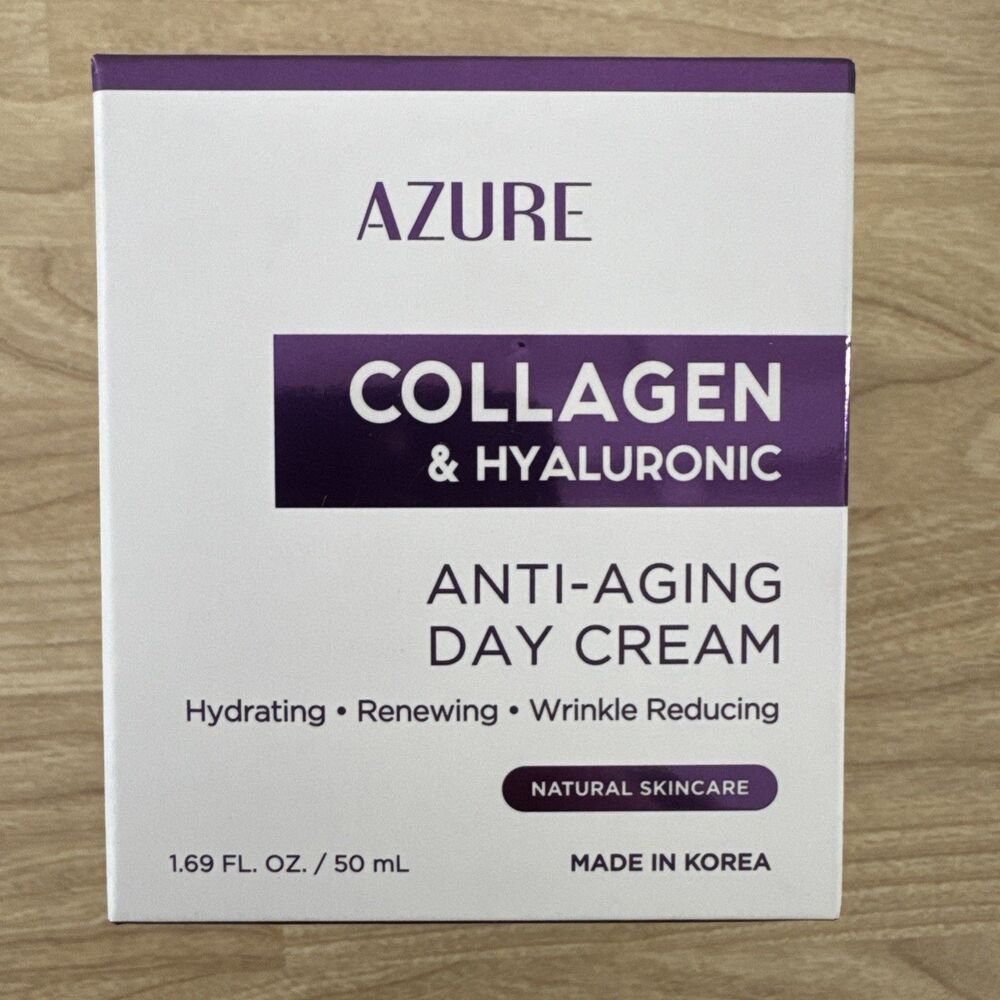 AZURE Collagen & Hyaluronic Anti-Aging Day Cream 1.69 fl.oz Wrinkle Reducing New